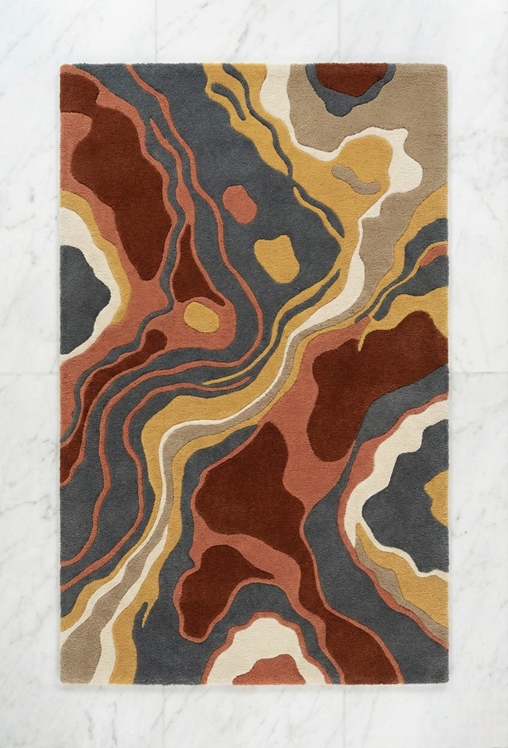 Hand-tufted wool carpet abstract design manufacturer India